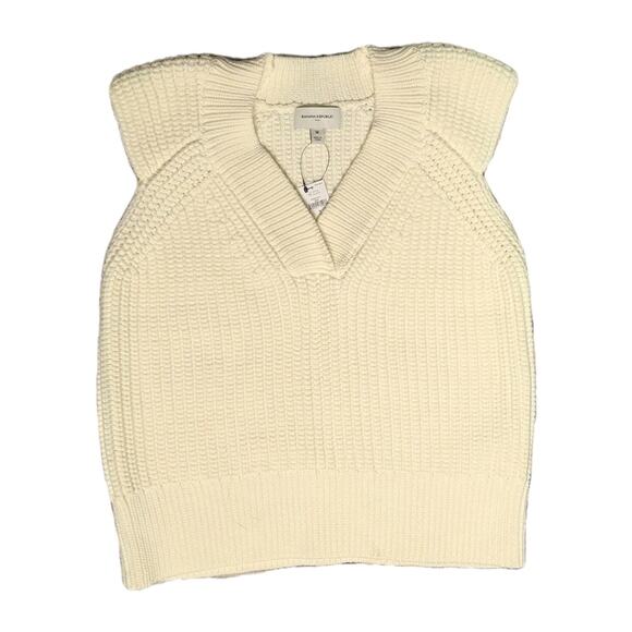 Banana Republic Sweaters - Banana Republic Sweater Vest Ivory Cotton Sleeveless Knit